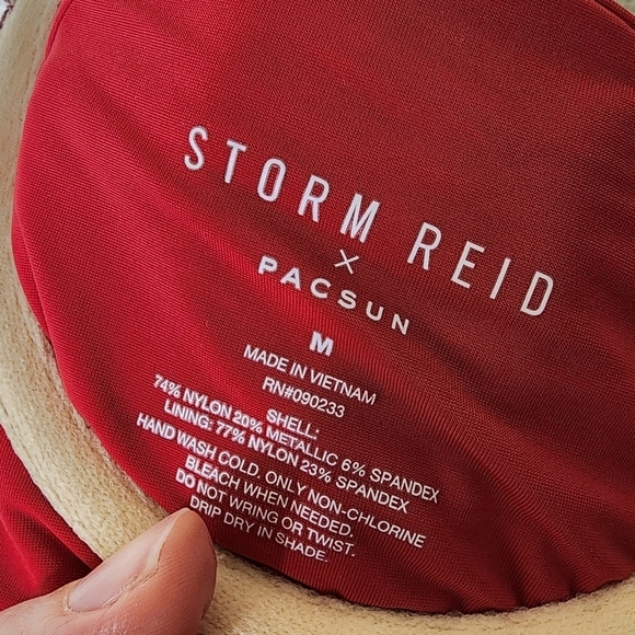 Storm Reid x Pacsun Burgundy Removable Sleeve Bikini Set M-L - Picture 5 of 9